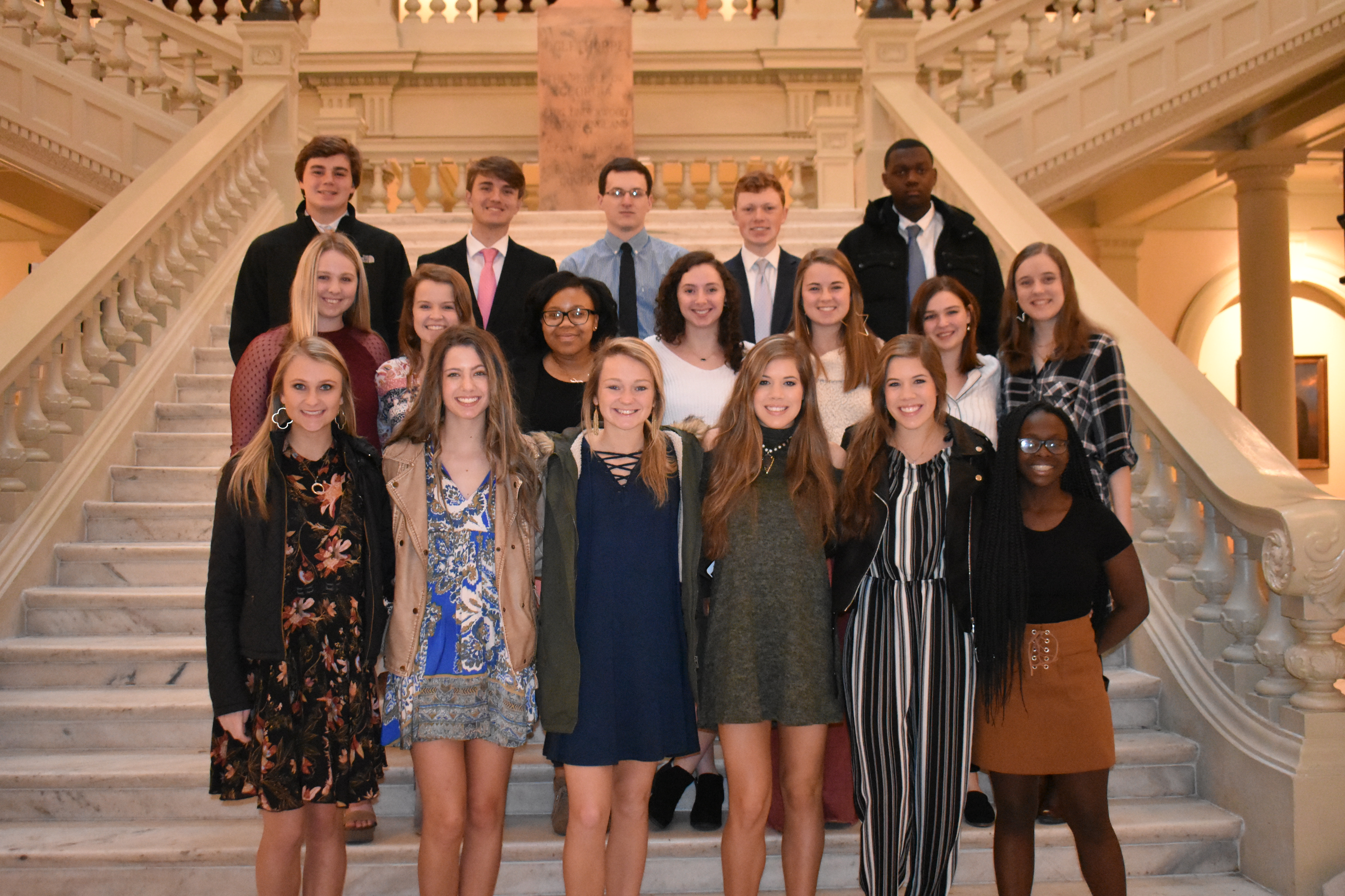 LaGrange Youth Council Visit Georgia State Capitol, posing at stair entrance