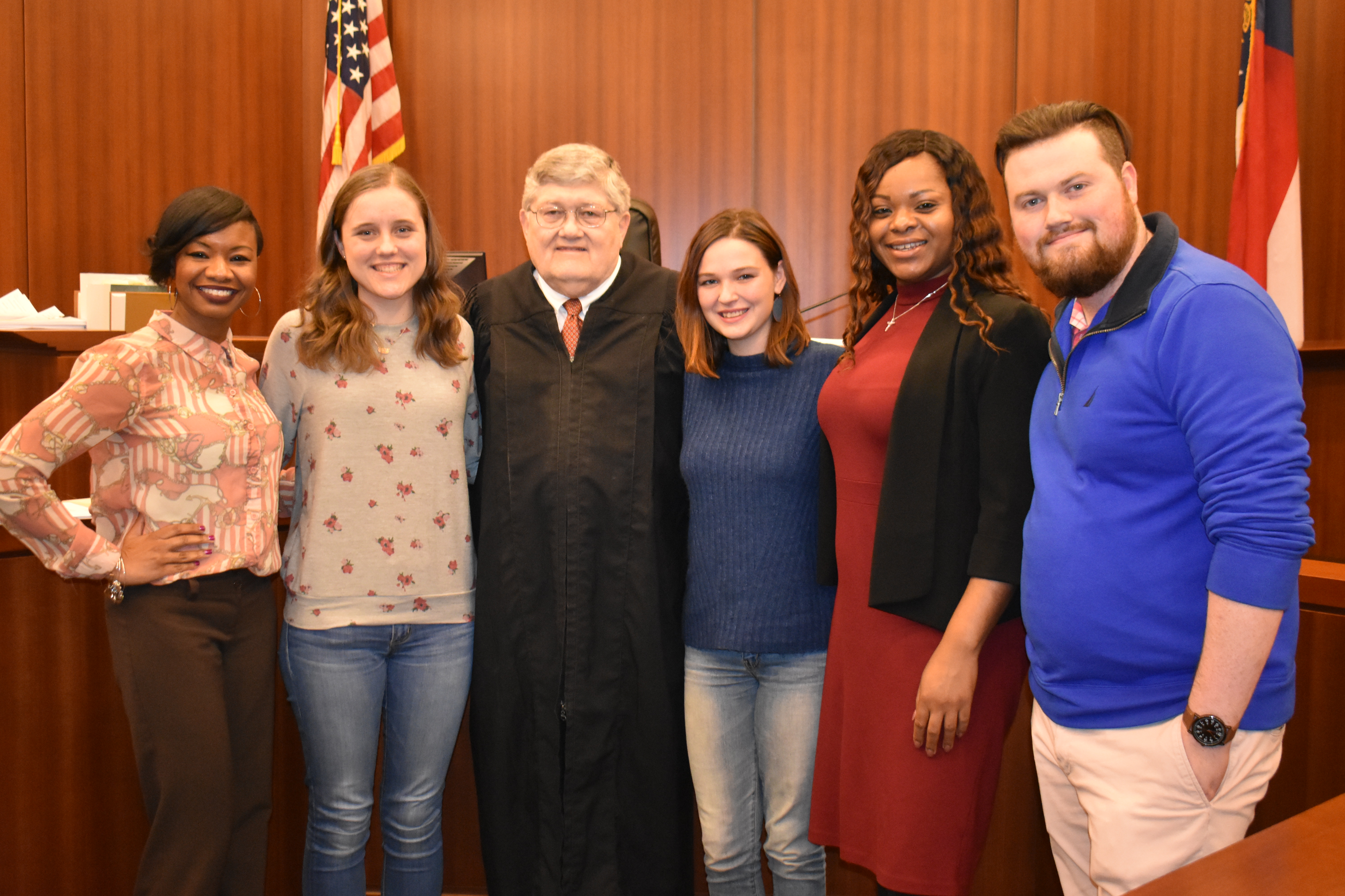 Court Coordinator Tiffany Hutchinson, LaGrange Youth Council Member Libby Criswell, Judge A. Quillian Baldwin, Jr.-presiding Judge, LaGrange Youth Council Member Emma Strickland, Case Manager LaNisha Rivers, & LaGrange Youth Council Advisory Jeremy Andrews